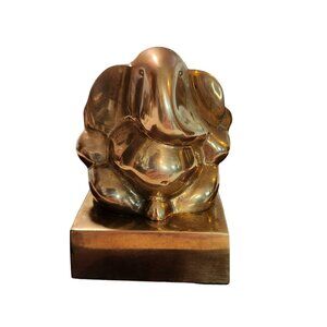 Vintage Brass Ganesha Statue 3.5" Hindu Elephant God Figurine